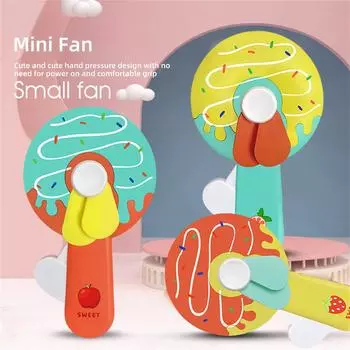 Hand Pressure Summer Donut Fan Children s Toy Handheld Fans Mini Portable Small Fan Manual Press Type Wind Fan Outdoor Household
