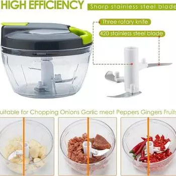 Hand Pull String Onion Chopper Vegetable Shredder Garlic Press Manual Food for Garlic Carrots Onions Peppers Fruits