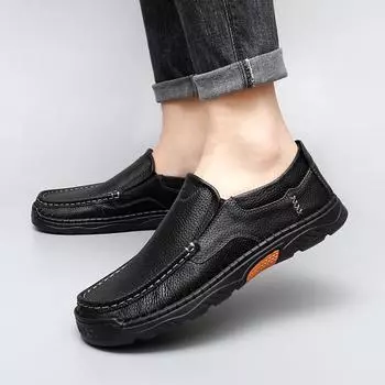 Мужские мокасины ручной работы, повседневная обувь без застежек, удобные кроссовки для ходьбы, роскошная мужская деловая обувь, обувь для вождения 38 чёрный
