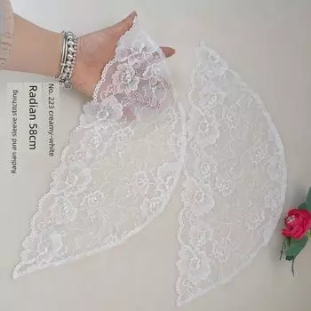 Hand-Stitched Sleeveless Sling Semi-Finished Sleeves Thin Black Fake Sleeve Lace Patchwork Cover Oversleeves Women s Lace Decoration Beige White L