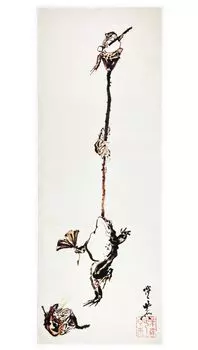 hand towel from all over the Kawanabe Frog Acrobatics Ukiyo-e world, Kyosai,