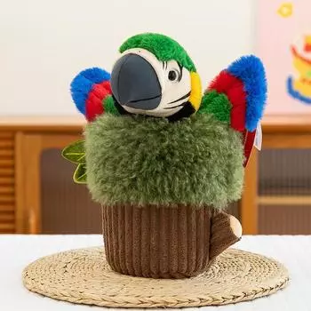 Hand Tree Stump Puppet Panda Red Panda Parrot Monkey Cartoon Plush Doll Toy Parrot