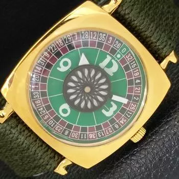 HAND-WINDING ART DECO SWISS MENS REFURBISHED GREEN COLOR DIAL WATCH a431282-2 R106-a431282