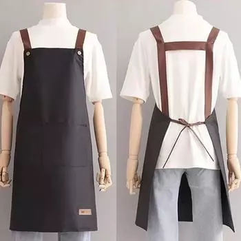 Фартук для вытирания рук кухонный бытовой кухонный фартук для мужчин и женщин маслянистый водонепроницаемый для взрослых модный кофейный комбинезон фартук для вытирания рук бежевый