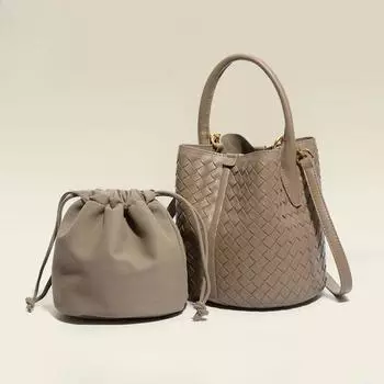 Hand-woven Bags, Trendy and Versatile, Solid-colored Baby Bucket Bags, Women s Casual Single-shoulder Crossbody Bags