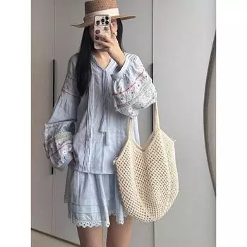 Hand-Woven Crocheting Mesh Bag Women Summer Seaside Holiday Style Beach Bag Hollow Shoulder Tote Big Bag Beige