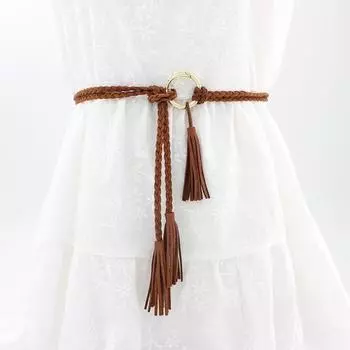 Hand-woven Ring Waist Chain Women s Belt Women s Ethnic Style Knotted Waist Rope Decoration 120CM верблюд