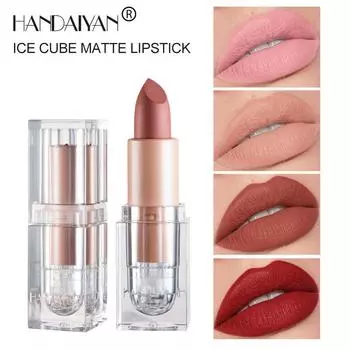 HANDAIYAN 12-Color Ice Tube Matte Nude Lipstick Easy To Color Long-Lasting Lip Makeup Cosmetics Waterproof Lips Gift H1014-02