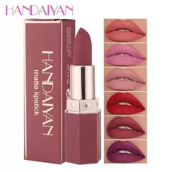 HANDAIYAN 6 цветов матовая водостойкая бархатная помада телесного цвета сексуальные красные коричневые пигменты макияж длительный профессиональный 01