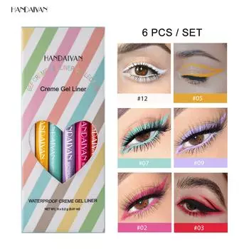 HANDAIYAN 6 шт. водостойкая стойкая подводка для глаз для женщин без размазывания гелевая подводка для глаз C