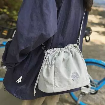 Handbag Drawstring Bucket Bag Purse Oxford Cloth Crossbody Bag Casual Nylon Shoulder Bag Girls зелёный