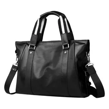 Сумка мужская из натуральной кожи, мужская горизонтальная компьютерная сумка, мужской деловой портфель большой емкости чёрный