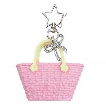 Handbag Star Bowknot Charm Keychains Sweet Cute Pendant Hanging Ornament Keyring Backpack Decoration for Women Girls розовый