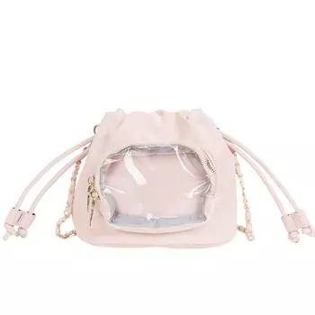 Handbag Transparent Pocket Itabag Shoulder Bag Crossbody Bag Fashion Drawstring Bucket Bag Outdoor