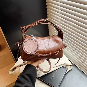 Handbag Women s Summer New Pillow Bag Simple Shoulder Bag Commuter Texture Messenger Bag коричневый