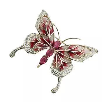 Handcraft Alloy Butterfly Pin Intricate Craftsmanship Sturdy Materials Fashion Accessory for Outfits or Bags Decoration красный