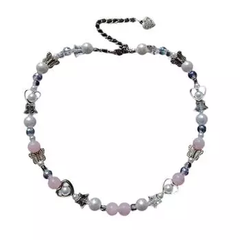 Handcrafted Acrylic Bead Heart Pendant Necklace with Sparkling Chain Fashionable and Stylish Neck Jewelry for Women A