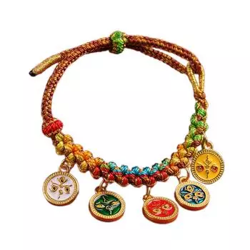 Handcrafted Bracelet with Five Deities Tibetan Wristchain Colorful Rope Handchain Adjustable Wristband Jewelry for Women 1