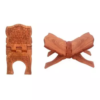 Handcrafted Full Nakashi Foldable Book Stand Holder/Book Rest Keep for Home/Work Space/Religious Places (Brown, 15 Inches)