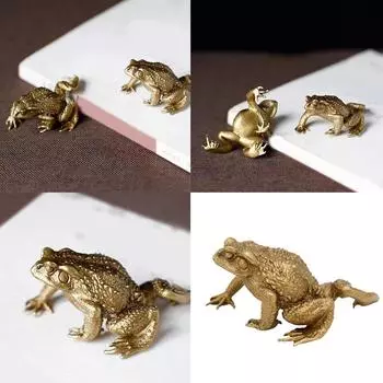 Handcrafts Brass Toads Figurine Symbolizing Wealth and Good Fortunes for Office Home Desktop Decors Fengshuis Ornament