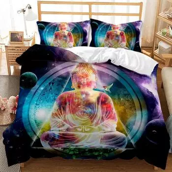 Handdraw Budha 3D Art Пододеяльник Комплект постельного белья King Queen Double Full Twin Single Size EU single(135x200cm)