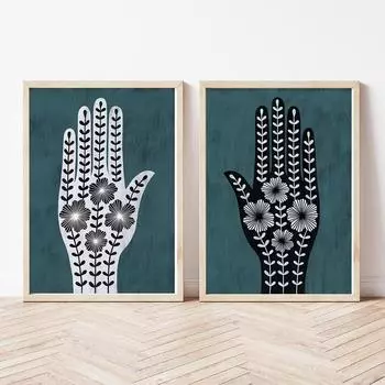 Handen Met Bloemen Плакаты Nordic Boho Настенные украшения Холст Картина Винтаж Спальня Фрески Печать Картины 21x30cm No Framed