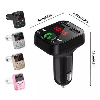 Handfree Car Charger Bluetooth Dual USB Voltage Display Phone Charger Adapter Cigarette Lighter Power for Phone Car Accessori чёрный