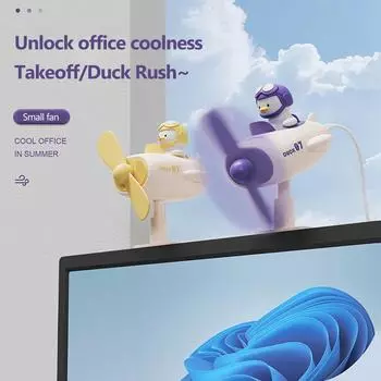 Handheld Charging Fan with Base Cartoon Cute Pilot Small Student Pocket Mini Fan Portable Silent USB Fan for Desk Computer фиолетовый