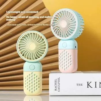 Handheld Charging Fans Cartoon Cute Small Student Charging Small Fan Portable Mini USB Fan Pocket Low Noise Small Electric Fans синий