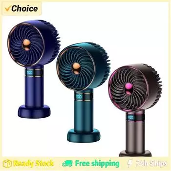 Handheld Electric Fan Digital Display New Usb Desktop Mini Portable Student Tiktok Small Fan Strong Wind Free Shipping синий