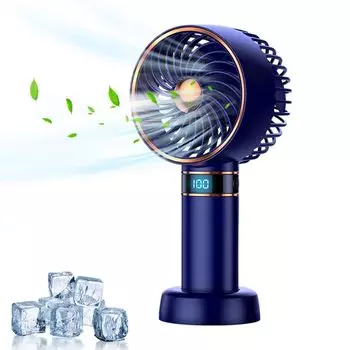Handheld Fan Small Personal Portable Fan 5 Speeds 5000mAh USB Rechargeable Fan LED Display Mini Powerful Fan Indoor Outdoor синий