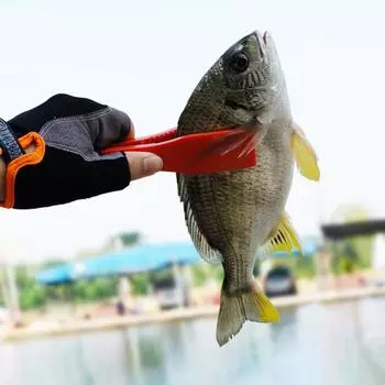 Handheld Fish Gripper with Retractable Keychain Ergonomic Handle Lightweight Portable Multi-function Fish Grabber красный