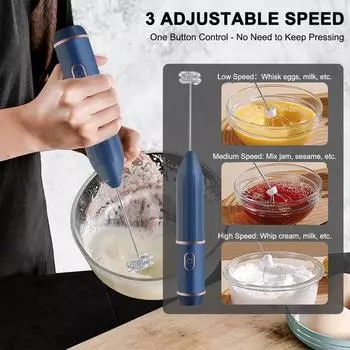 Ручной вспениватель молока для кофейных напитков, миксер для приготовления молочной пены, электрический миксер, блендер для приготовления латте и яиц, блендер для приготовления матча белый