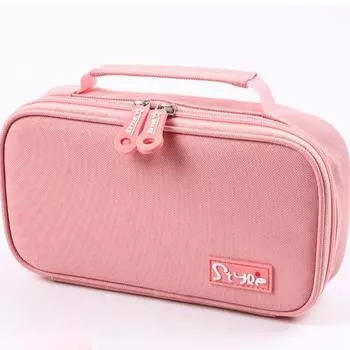 Ручной пенал, высококачественная сумка для канцелярских принадлежностей для учеников начальной школы, простая и качественная, переносная коробка для канцелярских принадлежностей большой вместимости. розовый