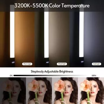 Handheld RGB Tube Light LED Video Light Wand 3200K-5500K Dimmable 9 Colorful Lighting Effects Built-in Battery with Remote Contr United States