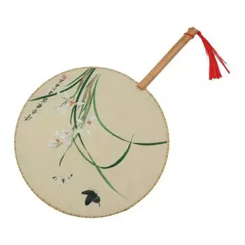 Handheld Silk Fan with Tassels Pendant Tuan Fan Dance Performance Group Fan Photography Prop Style 5