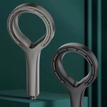 Handheld Spray Shower Head Single Mode Big Panel Booster Mixer Household Spa High Pressure Shower Hollow Shower Nozzle чёрный