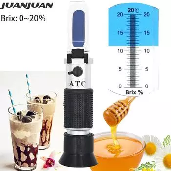 Ручной рефрактометр для сахара, меда, фруктов, раствора сахара, Brix 0-20%, оптический прибор для измерения концентрации сахара с ATC