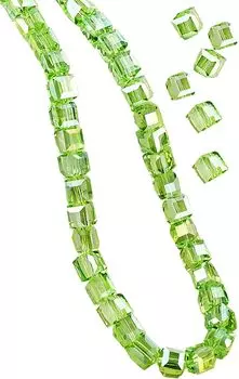 Handicraft Cube Beads Artificial Crystal Transparent Adults Children Necklace Earrings Keychain Ring Deco Parts Set of 98 Pieces Fresh Green UB-Lab.