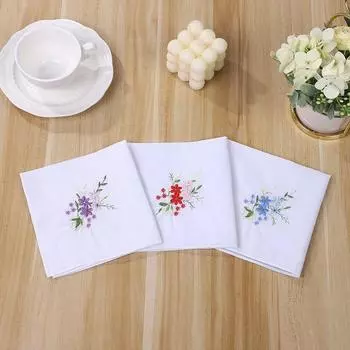 Handkerchief Women s Portable Cotton Embroidery Embroidery Pure Cotton Women s Handkerchief Thin Soft Elegance Square Towel Sweat-Wiping Eyes Pure (28*28) pattern 2 (3)