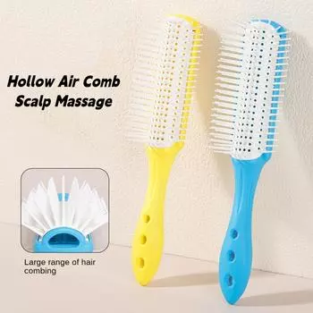 Handle Hollow Air Comb Scalp Massage Hollow Hair Brush Hair Styling Tool Portable Comb Dormitory StyleA-Black