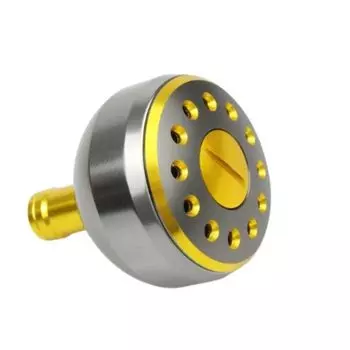 Handle Knob Fishing Fishing Rod Handle Fishing Round Knob Reel Handle Aluminum Spinning Reel Compatible Silver Tee (38mm + Gold)