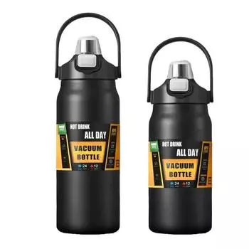 Handle Thermos Bottle Keep Hot Cold Drinking Stainless Steel Vacuum Flasks insulated Cup Large Water Bottle Tumbler Thermoses 800ml 26oz чёрный