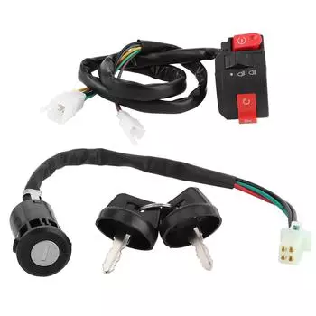 Handlebar Kill Button with Ignition Switch and 2 Keys for 50cc 70cc 90cc 110cc 125cc ATV Scooter