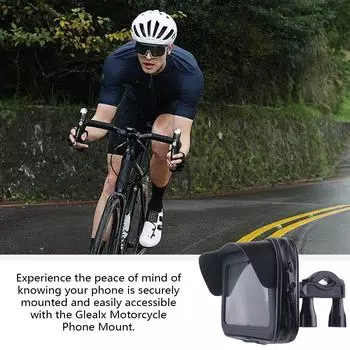 Handlebar Phone Holder for Cellphone Up to 6.5 Motorbike Waterproof Phone Pouch Bag with Sunvisor 360 Degree Rotating