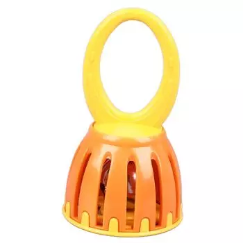 Handled Cage Bell Babies Rattle Orff Plastic Kids Music Percussion Instrument Toy W215 Orange and