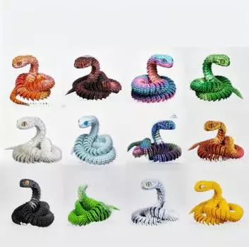 Handmade 3D Printed Luminous Rainbow Viper Snake Ornament