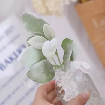 Handmade Artificial Lambs Ear Branches Elegant Fake Plants Home Garden Decor 24cm