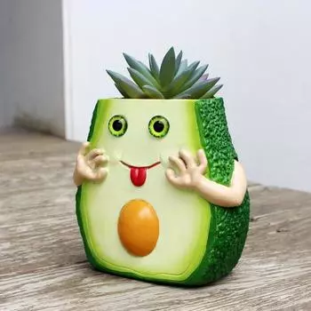 Handmade Avocado Flowerpot Cute Cactus Planter Creative Succulents Pot Home Office зелёный