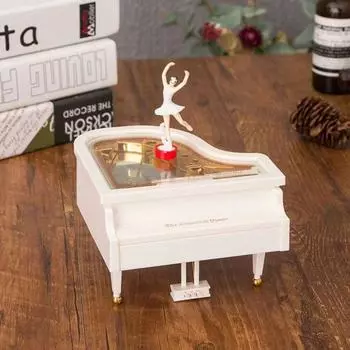 Handmade Ballerina Girl Music Box Ballerina Girl Music Box Toy Mini Piano Music Box Bedroom белый